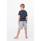 Комплект для мальчика (футболка, шорты), рост 140 см, цвет тёмно-синий - Фото 3