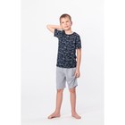 Комплект для мальчика (футболка, шорты), рост 140 см, цвет тёмно-синий - Фото 4