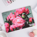 Доска разделочная деревянная «Пионы», 25×16,5×0,6 см - Фото 1