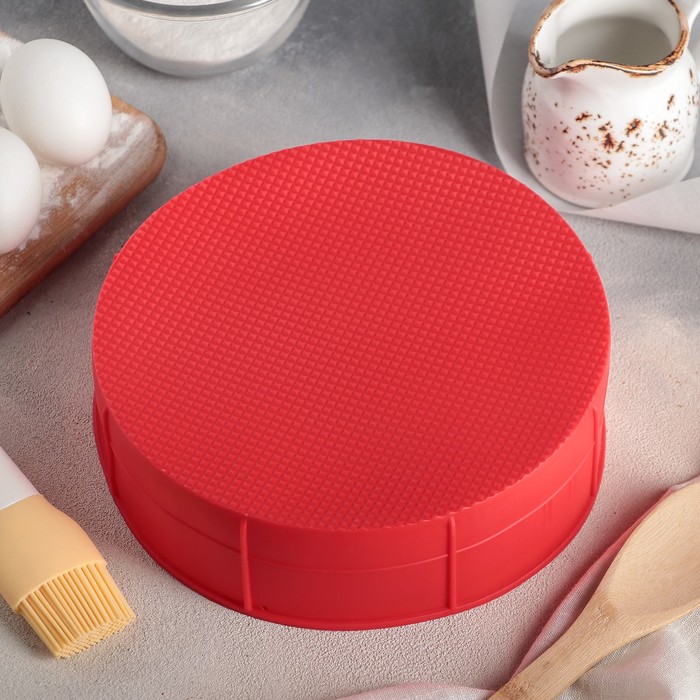 Форма силиконовая для выпечки Доляна «Круг», 20×6 см, цвет МИКС - Фото 1