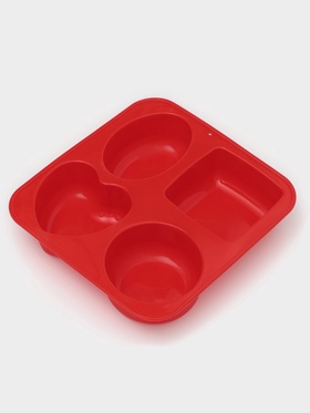 Форма для выпечки «Фигуры и сердце», 16?17 см, 4 ячейки (7?7 см), силикон, МИКС (комплект 2 шт)
