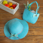 Набор сумочка и шляпка с бантиком, р-р 50-52 см, цвет голубой - Фото 1