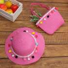 Набор сумочка и шляпка с шариками, р-р 50-52 см, цвет розовый - Фото 2