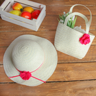 Набор сумочка и шляпка с цветком, р-р 50-52 см, цвет белый - Фото 1