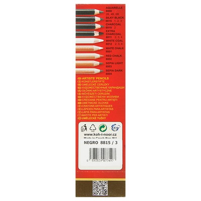 Карандаш художественный чернографитный 4.2 мм, Koh-I-Noor GIOCONDA SILKY 8815 hard, чёрный, L=175 мм