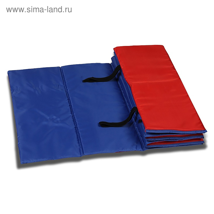 Коврик гимнастический взрослый 180 × 60 см, цвет синий/красный - Фото 1