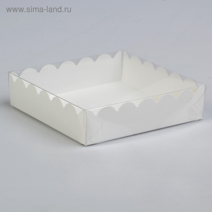 Коробочка для печенья, белая, 12 х 12 х 3 см - Фото 1