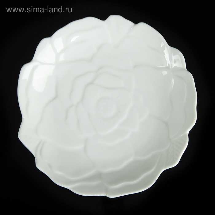 Тарелка керамическая пирожковая «Роза», d=15 см, цвет белый - Фото 1