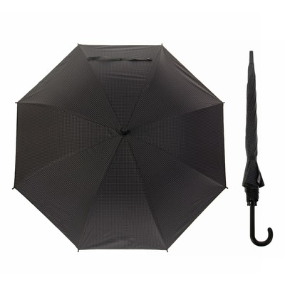 Зонт-трость "Клетка мелкая", полуавтоматический, R=46см, цвет чёрный