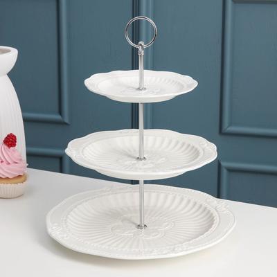 Блюдо 3-х ярусное Доляна «Бабочка», 25,5/20/15,5 см