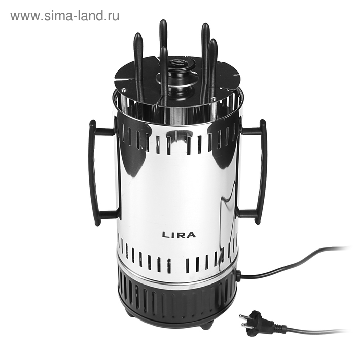 Электрошашлычница LIRA LR 1301, 1000 Вт, 5 шампуров, серебристая - Фото 1