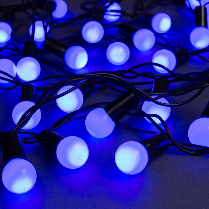 УЦЕНКА Гирлянда «Нить», 20 м, с насадками «Шарики», IP44, 200 LED, 220 В, 8 режимов, тёмная нить, свечение синее - Фото 1