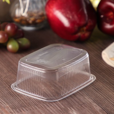 Контейнер пластиковый одноразовый «Юпласт», 200 мл, 10,8×8,2×3,8 см, прозрачный