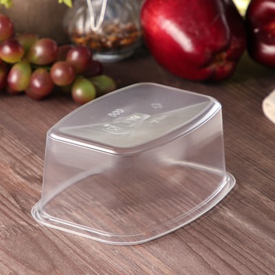 Контейнер одноразовый «Юпласт», пластик, 500 мл, 13.8×10.2×5.9 см, прозрачный