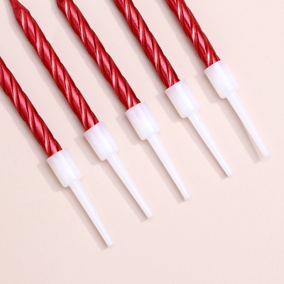 Свечи в торт «Спираль», 10 шт., средние, 5 см, красный металлик