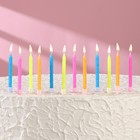 Свечи для торта "Неон", 12 шт, разноцветные, высокие, 10 см - фото 9969327
