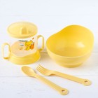 Набор детской посуды, 4 предмета: миска, ложка, вилка, поильник с твёрдым носиком 200 мл, цвета МИКС - Фото 4