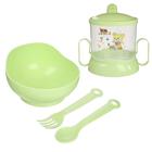 Набор детской посуды, 4 предмета: миска, ложка, вилка, поильник с твёрдым носиком 200 мл, цвета МИКС - Фото 9