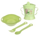 Набор детской посуды, 4 предмета: миска, ложка, вилка, поильник с твёрдым носиком 200 мл, цвета МИКС - Фото 10
