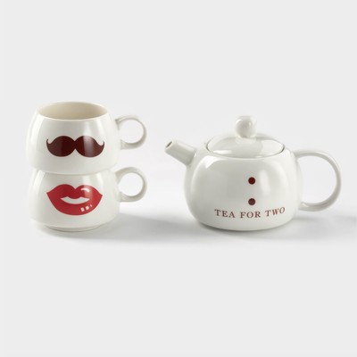 Набор чайный «Чай для двоих», 3 предмета: чайник 400 мл, 2 чашки 200 мл, керамика