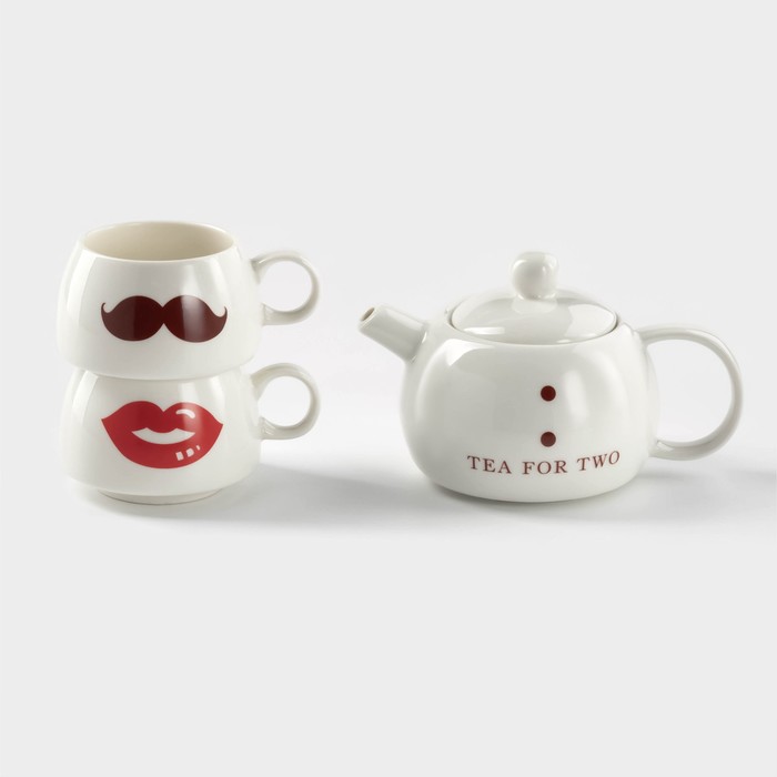 Набор чайный «Чай для двоих», 3 предмета: чайник 400 мл, 2 чашки 200 мл, керамика - Фото 1