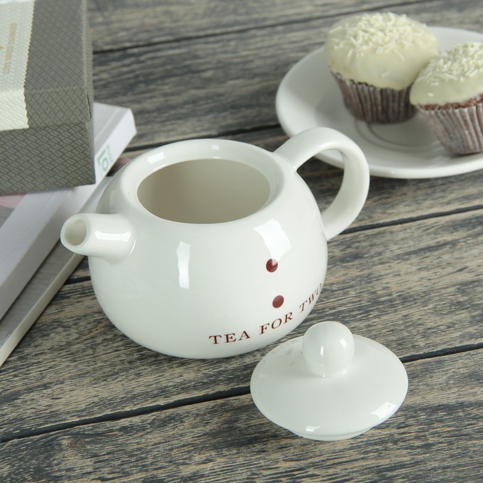 Набор керамический чайный «Чай для двоих», 3 предмета: чайник 400 мл, 2 чашки 200 мл - фото 1909848872