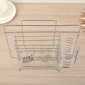 

Подставка для ножей, разделочных досок и столовых приборов Доляна, 24,5×10×25 см, цвет хром