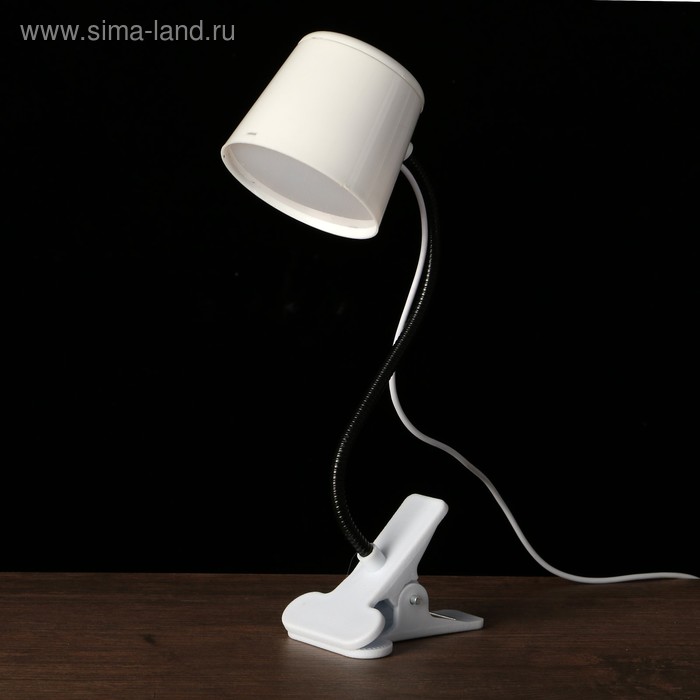 Лампа на прищепке 5xLED "Абажур" USB белый 6,7x7,7x36 см - Фото 1