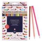 Карандаши 36 цветов BrunoVisconti HAPPYCOLOR, микс из 6 видов - Фото 4