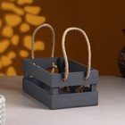 Кашпо деревянное 24.5×13.5×9 см "Двушка Лайт" реечное, ручка верёвка, серый Дарим Красиво - Фото 2