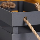 Кашпо деревянное 24.5×13.5×9 см "Двушка Лайт" реечное, ручка верёвка, серый Дарим Красиво - Фото 4