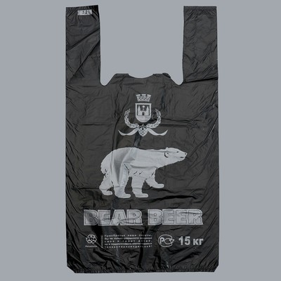 Пакет "Медведь", полиэтиленовый, майка 30 х 55 см, 14 мкм