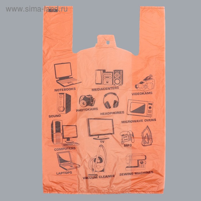 Пакет "Электроника оранжевый", полиэтиленовый, майка, 40 х 63 см, 16 мкм - Фото 1