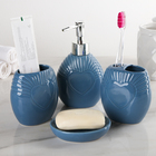 Набор аксессуаров для ванной комнаты «Сердца», 4 предмета (дозатор, мыльница, 2 стакана), цвет синий - Фото 2