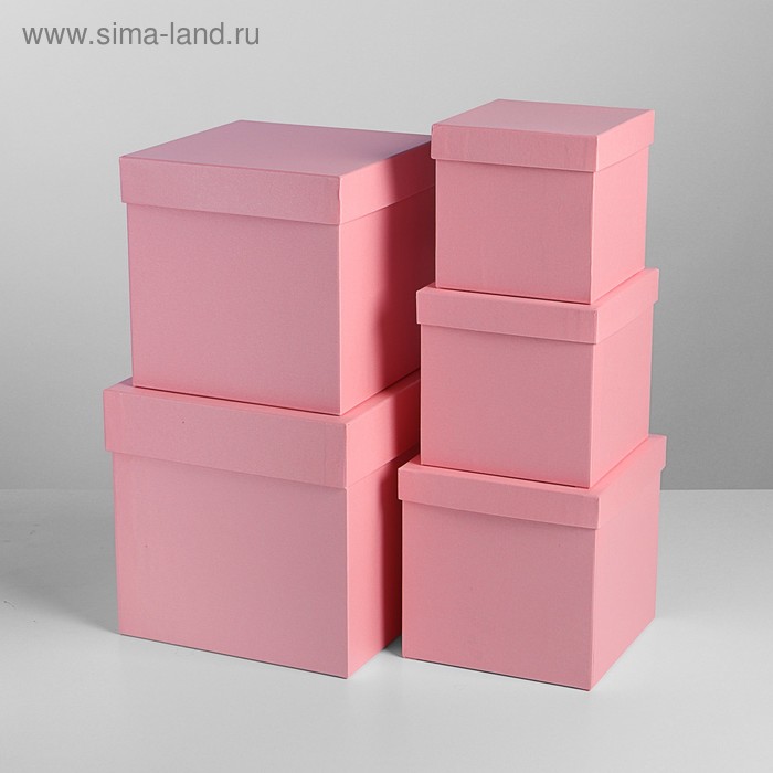 Набор коробок 5в1 "Розовый перламутр", 22,5 х 22,5 х 22,5 - 9,5 х 9,5 х 9,5 см - Фото 1