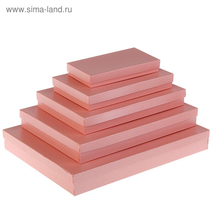 Набор коробок 5в1 "Розовая сетка", с тиснением, 40 х 30 х 5 - 20 х 10 х 3 см - Фото 1