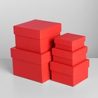 Набор коробок 5в1 "Красная кожа" 12 х 12 х 9 - 6 х 6 х 3 см - Фото 1