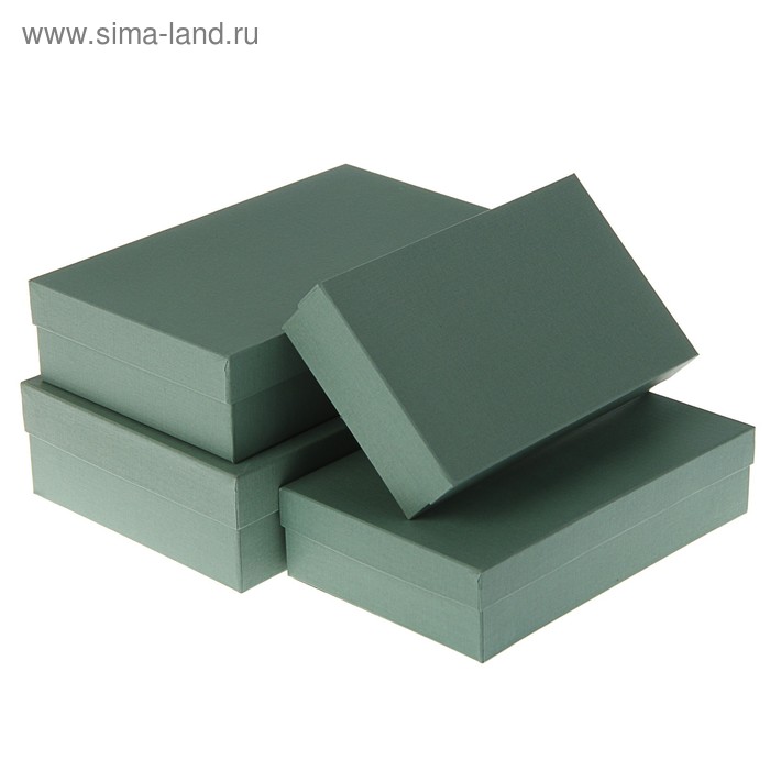 Набор коробок 4 в 1 "Серый холст", с тиснением, 30 х 20 х 8 - 24 х 14 х 5 см - Фото 1