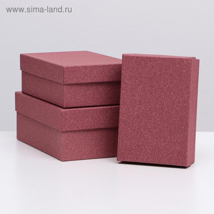 Набор коробок 3 в 1 "Бордовый ковролин", с тиснением, 19 х 12 х 7,5 - 15 х 10 х 5 см - Фото 1