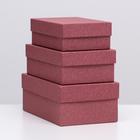 Набор коробок 3 в 1 "Бордовый ковролин", с тиснением, 19 х 12 х 7,5 - 15 х 10 х 5 см - Фото 2