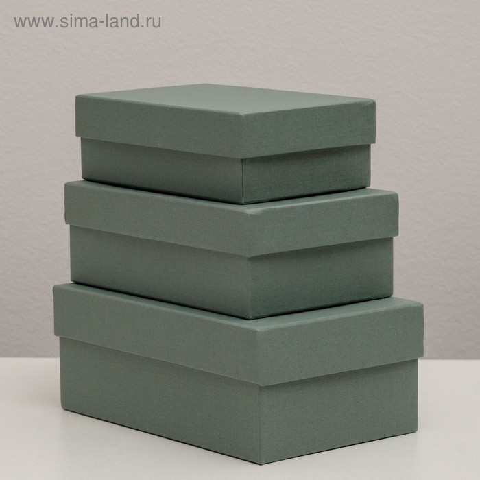 Набор коробок 3 в 1 "Серый холст", с тиснением, 19 х 12 х 7,5 - 15 х 10 х 5 см - Фото 1
