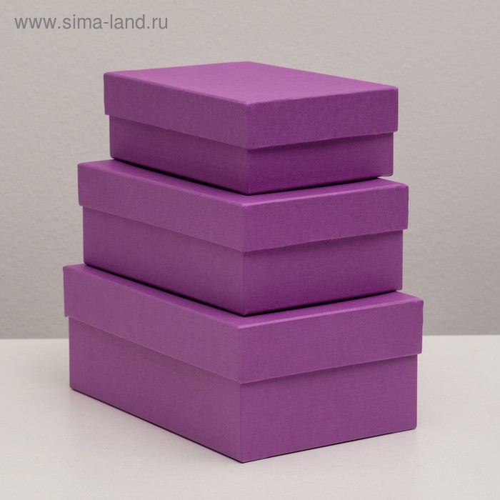 Набор коробок 3 в 1 "Пурпурный холст", с тиснением, 19 х 12 х 7,5 - 15 х 10 х 5 см - Фото 1