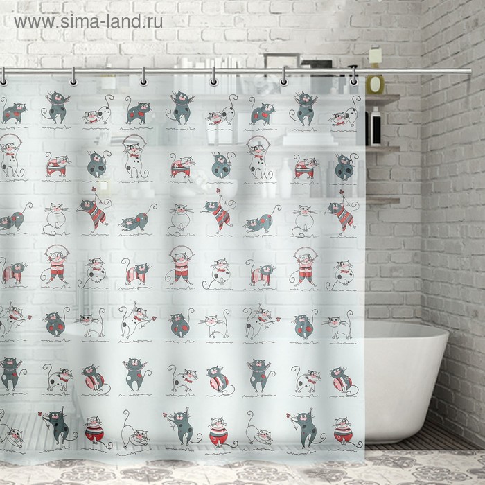 Штора для ванны Доляна «Коты», 180×180 см, EVA - Фото 1
