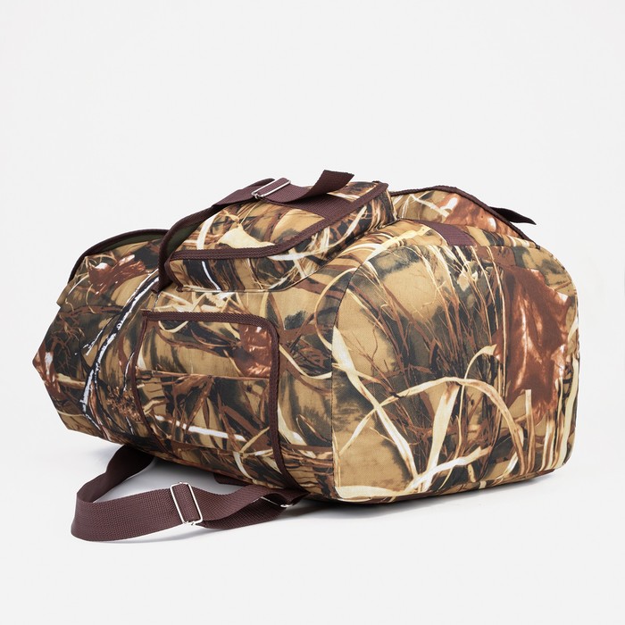 Рюкзак туристический, 55 л, отдел на шнурке, 4 наружных кармана, цвет коричневый/камуфляж - фото 1912128818