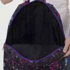 Рюкзак молодёжный, отдел на молнии, наружный карман, цвет чёрный/сиреневый - Фото 6