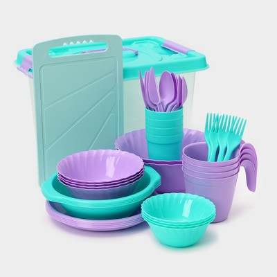 Набор посуды для пикника на 4 персоны Альт-Пласт «Весёлая компания», 36 предметов, пластик, МИКС