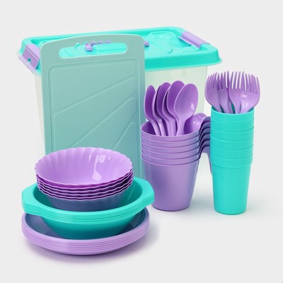 Набор посуды для пикника на 6 персон «Все за стол», 44 предметов, пластик, МИКС