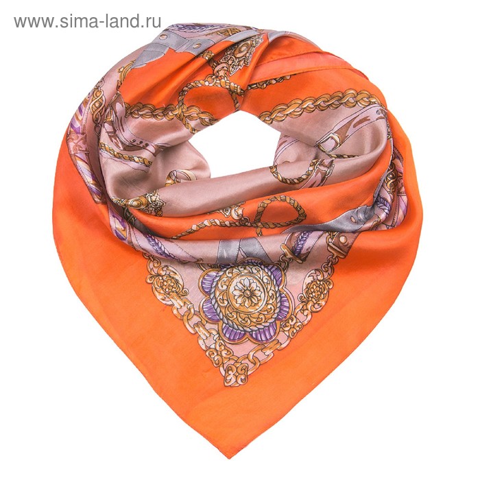 Платок текстильный SF124_217 цвет оранжевый, размер 90х90 - Фото 1