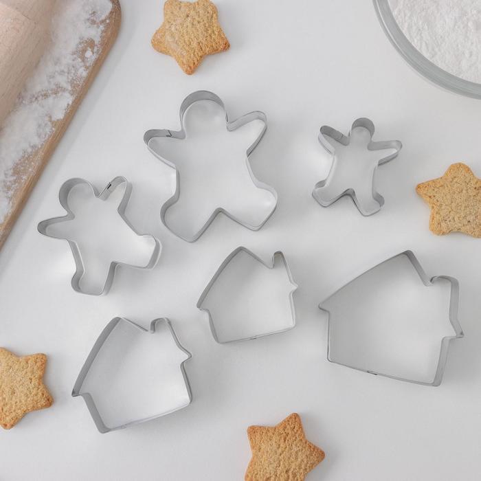 Набор форм для вырезания печенья Доляна «Человечек, домик», 7×13 см, 6 шт - Фото 1