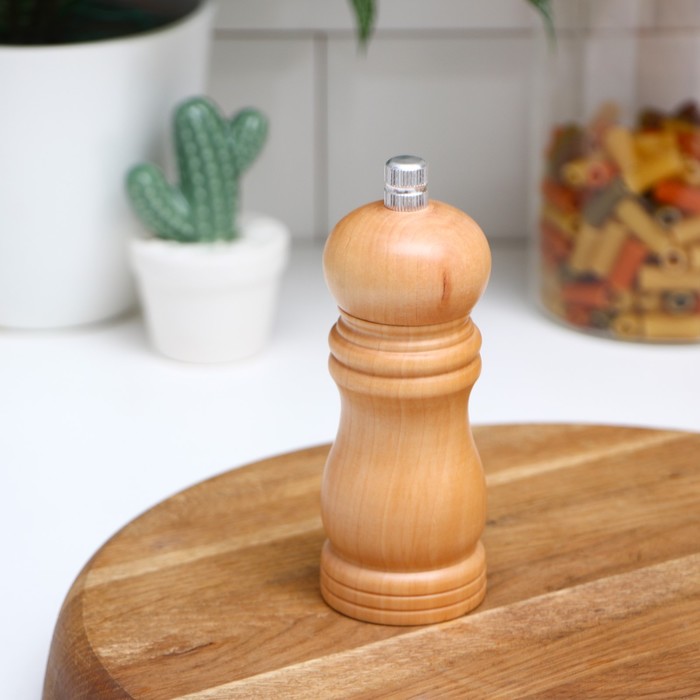 Мельница для специй Доляна «Дуновение леса», 12.5×4.5 см, керамический механизм, бежевая - Фото 1